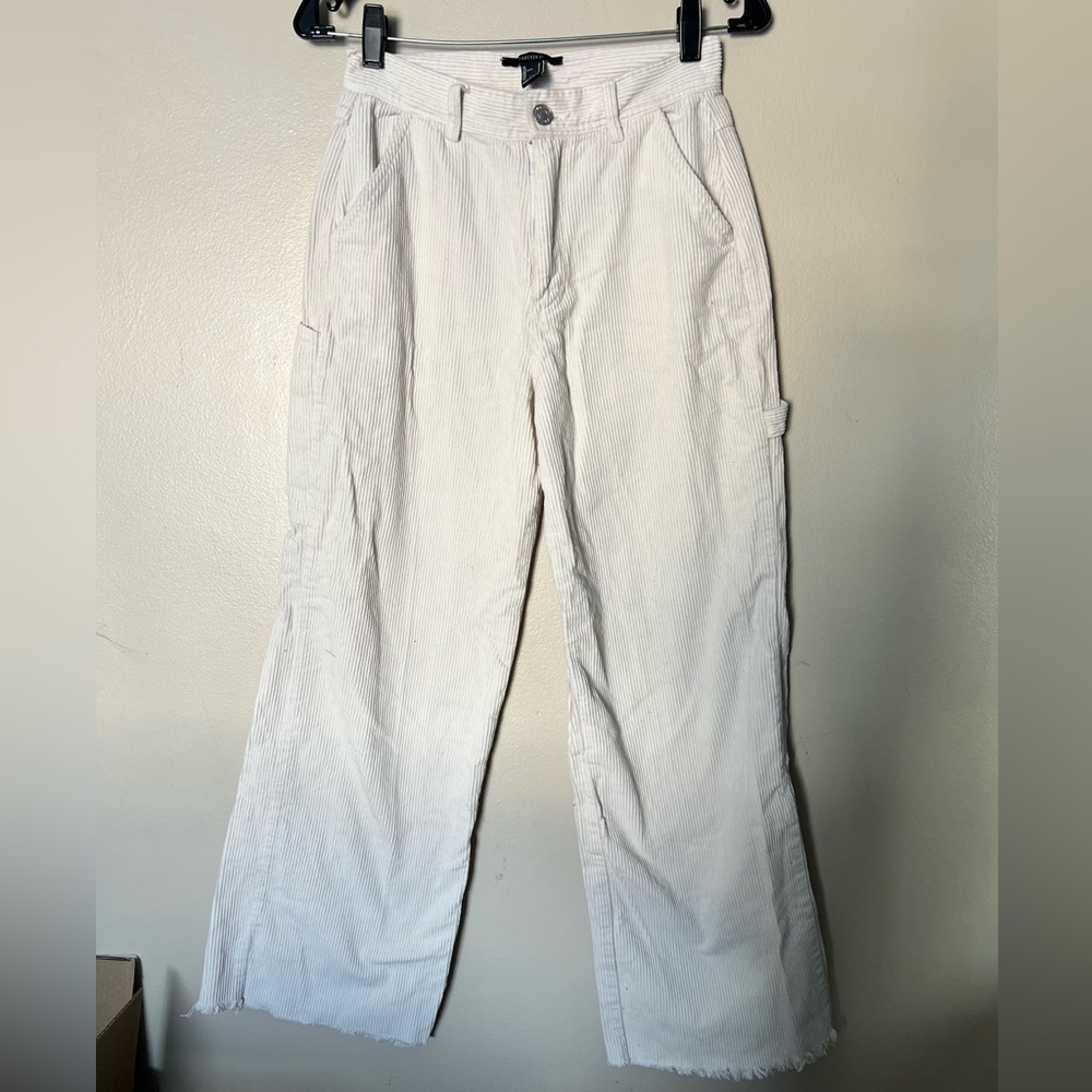Forever 21 Cream Wide Leg Corduroy Pants